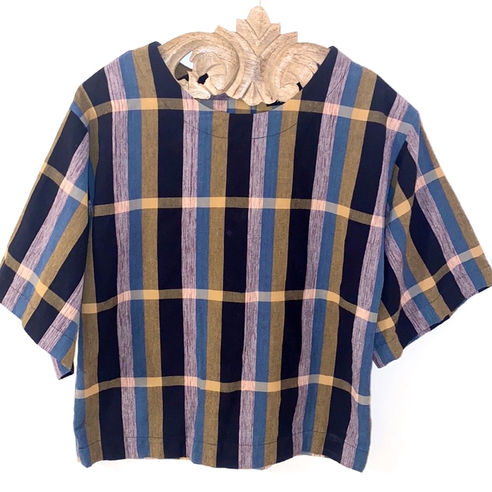 MADEWELL Plaid button back top, M (fits like a S)